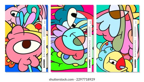 Fondo artístico vectorial colorido líquido abstracto, fluido y doodles para el verano de 2023