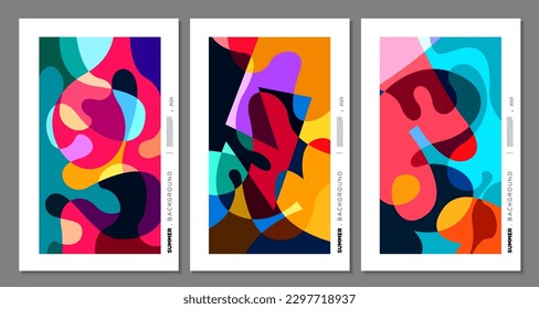 Vector colorful abstract liquid, fluid, and doodles art background for summer 2023