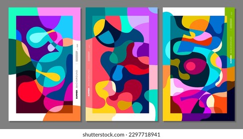 Vector colorful abstract liquid, fluid, and doodles art background for summer 2023