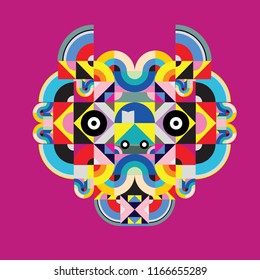vector colorful abstract polygonal illustration animal face mask with abstract geometric shape