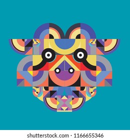 vector colorful abstract polygonal illustration animal face mask with abstract geometric shape