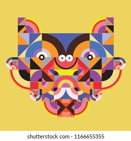 vector colorful abstract polygonal illustration animal face mask with abstract geometric shape