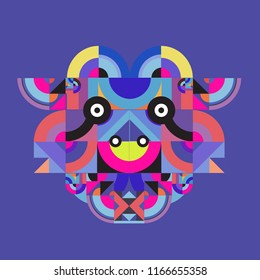 vector colorful abstract polygonal illustration animal face mask with abstract geometric shape