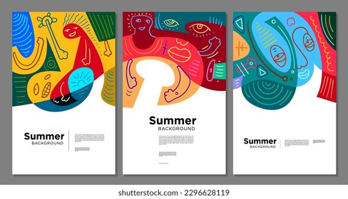 Vector colorful abstract pop art face and mask  background for summer 