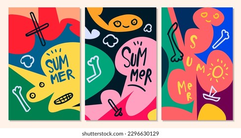 Vektorfarbige abstrakte Pop-Art-Gesicht und Maskenhintergrund für den Sommer 