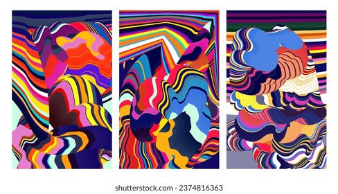 Patrón de fondo de líquido psicodélico abstracto de color vectorial 2024