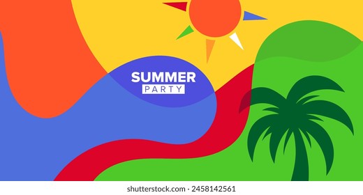 vector colorful abstract shape summer party background template collections