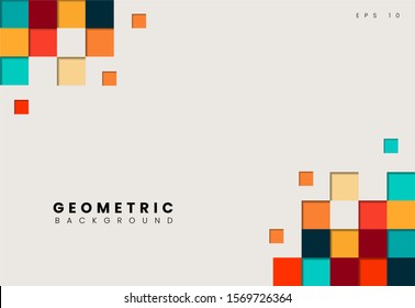 Vector of colorful abstract square geometric pattern and background