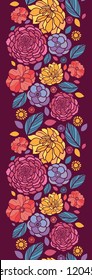 Vector colorful abstract summer flowers elegant vertical seamless ornament pattern background