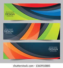 Vector colorful abstract swoosh background. Abstract corporate business banner web template, horizontal advertising business banner layout template flat design set.