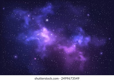 Vector colorful abstract universe backgroud with galaxies and glowing stars