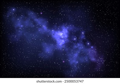 Vector colorful abstract universe backgroud with blue galaxies and glowing stars