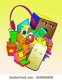 Vector colorful abstract video game equipment illustration
