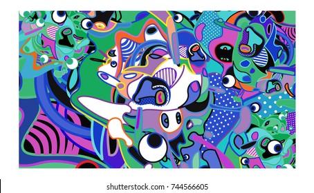Vector Colorful Abstract Wallpaper Background. Various Fractal Shape and Layout Composition. Design Template for Poster, banner, and fabric print.