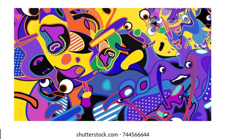 Vector Colorful Abstract Wallpaper Background. Various Fractal Shape and Layout Composition. Design Template for Poster, banner, and fabric print.