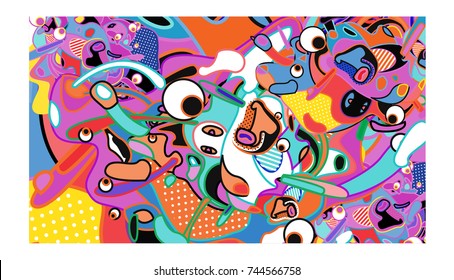 Vector Colorful Abstract Wallpaper Background. Various Fractal Shape and Layout Composition. Design Template for Poster, banner, and fabric print.