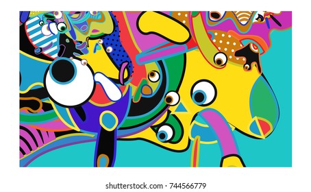 Vector Colorful Abstract Wallpaper Background. Various Fractal Shape and Layout Composition. Design Template for Poster, banner, and fabric print.