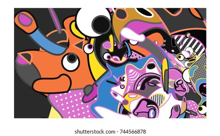 Vector Colorful Abstract Wallpaper Background. Various Fractal Shape and Layout Composition. Design Template for Poster, banner, and fabric print.