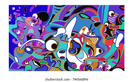 Vector Colorful Abstract Wallpaper Background. Various Fractal Shape and Layout Composition. Design Template for Poster, banner, and fabric print.