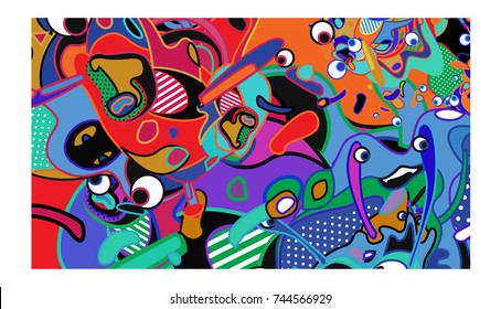 Vector Colorful Abstract Wallpaper Background. Various Fractal Shape and Layout Composition. Design Template for Poster, banner, and fabric print.
