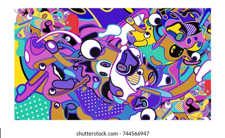 Vector Colorful Abstract Wallpaper Background. Various Fractal Shape and Layout Composition. Design Template for Poster, banner, and fabric print.