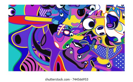 Vector Colorful Abstract Wallpaper Background. Various Fractal Shape and Layout Composition. Design Template for Poster, banner, and fabric print.