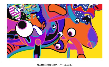 Vector Colorful Abstract Wallpaper Background. Various Fractal Shape and Layout Composition. Design Template for Poster, banner, and fabric print.
