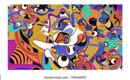 Vector Colorful Abstract Wallpaper Background. Various Fractal Shape and Layout Composition. Design Template for Poster, banner, and fabric print.