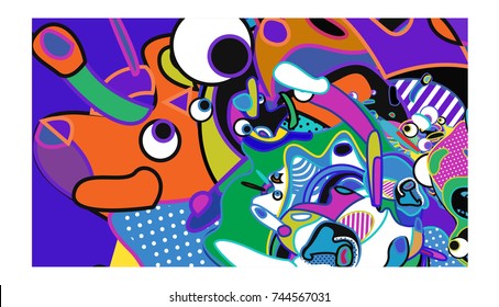 Vector Colorful Abstract Wallpaper Background. Various Fractal Shape and Layout Composition. Design Template for Poster, banner, and fabric print.