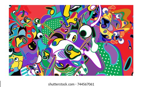 Vector Colorful Abstract Wallpaper Background. Various Fractal Shape and Layout Composition. Design Template for Poster, banner, and fabric print.