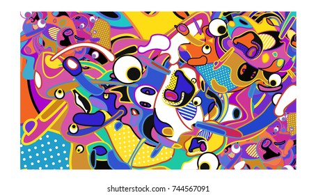 Vector Colorful Abstract Wallpaper Background. Various Fractal Shape and Layout Composition. Design Template for Poster, banner, and fabric print.