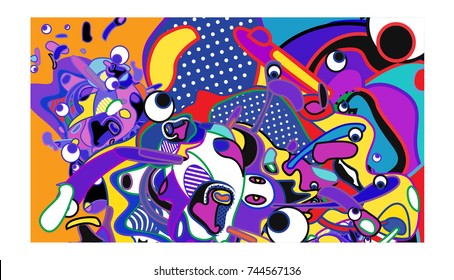 Vector Colorful Abstract Wallpaper Background. Various Fractal Shape and Layout Composition. Design Template for Poster, banner, and fabric print.