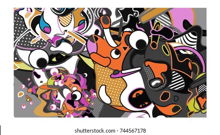Vector Colorful Abstract Wallpaper Background. Various Fractal Shape and Layout Composition. Design Template for Poster, banner, and fabric print.
