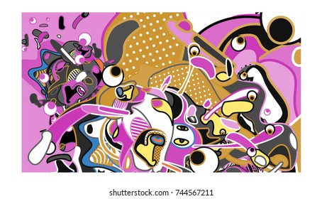 Vector Colorful Abstract Wallpaper Background. Various Fractal Shape and Layout Composition. Design Template for Poster, banner, and fabric print.