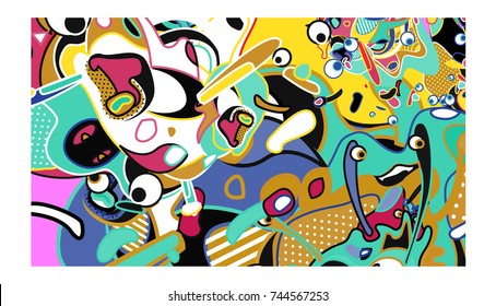 Vector Colorful Abstract Wallpaper Background. Various Fractal Shape and Layout Composition. Design Template for Poster, banner, and fabric print.