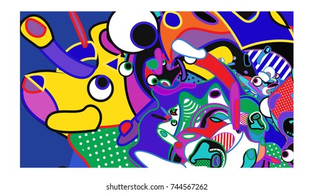 Vector Colorful Abstract Wallpaper Background. Various Fractal Shape and Layout Composition. Design Template for Poster, banner, and fabric print.