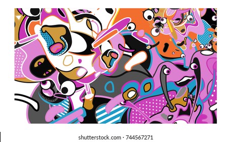 Vector Colorful Abstract Wallpaper Background. Various Fractal Shape and Layout Composition. Design Template for Poster, banner, and fabric print.