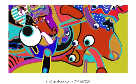 Vector Colorful Abstract Wallpaper Background. Various Fractal Shape and Layout Composition. Design Template for Poster, banner, and fabric print.