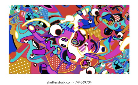 Vector Colorful Abstract Wallpaper Background. Various Fractal Shape and Layout Composition. Design Template for Poster, banner, and fabric print.