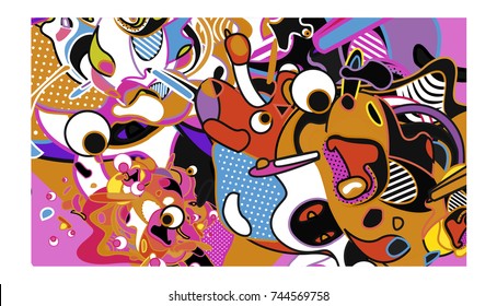 Vector Colorful Abstract Wallpaper Background. Various Fractal Shape and Layout Composition. Design Template for Poster, banner, and fabric print.