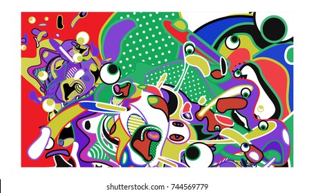 Vector Colorful Abstract Wallpaper Background. Various Fractal Shape and Layout Composition. Design Template for Poster, banner, and fabric print.