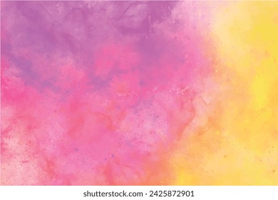 Vector colorful abstract watercolor paint background shape for card, banner, poster, business, decoration, flyer. Sunset cloudy sky orange purple cover painted. Liquid fluid marble texture material