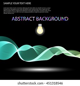 Vector Colorful abstract waves on black background