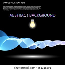 Vector Colorful abstract waves on black background