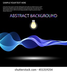 Vector Colorful abstract waves on black background