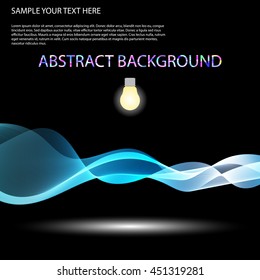 Vector Colorful abstract waves on black background