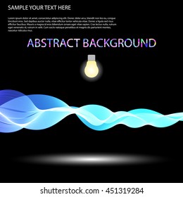 Vector Colorful abstract waves on black background