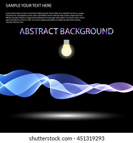 Vector Colorful abstract waves on black background