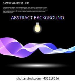 Vector Colorful abstract waves on black background