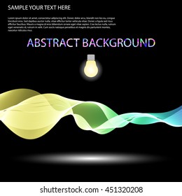 Vector Colorful abstract waves on black background
